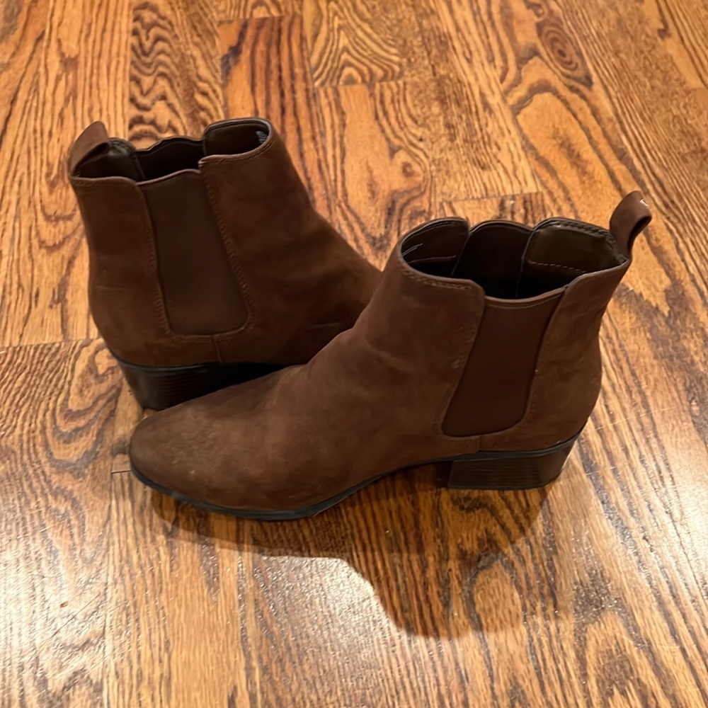 Brown suede booties